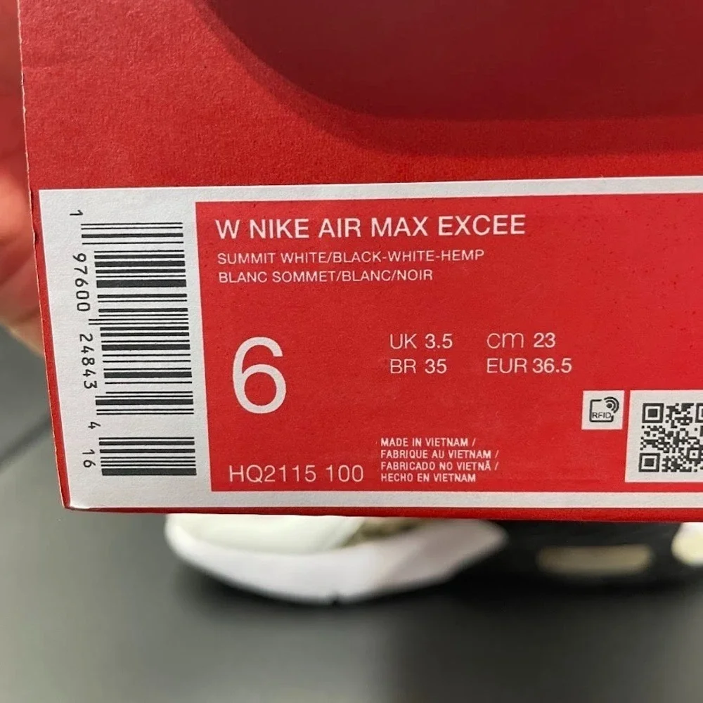Nike Air Max Excee Leopard Summit White Black‎ Womens Size 6 HQ2115-100 NEW
